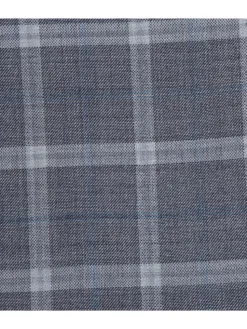 English Laundry Gray Windowpane Slim Fit Notch Lapel Wool Blend Stretch 2 Button Suit