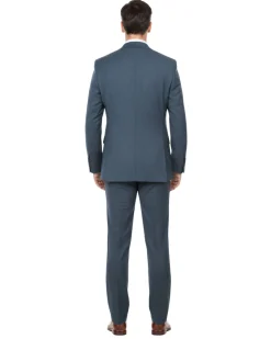 English Laundry Gray With Blue Check Slim Fit Notch Lapel Stretch 2 Button Suit