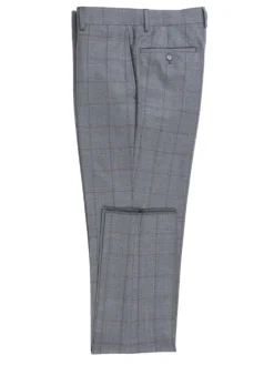 English Laundry Grey And Plum Plaid Slim Fit Notch Lapel Stretch Wool Blend Suit
