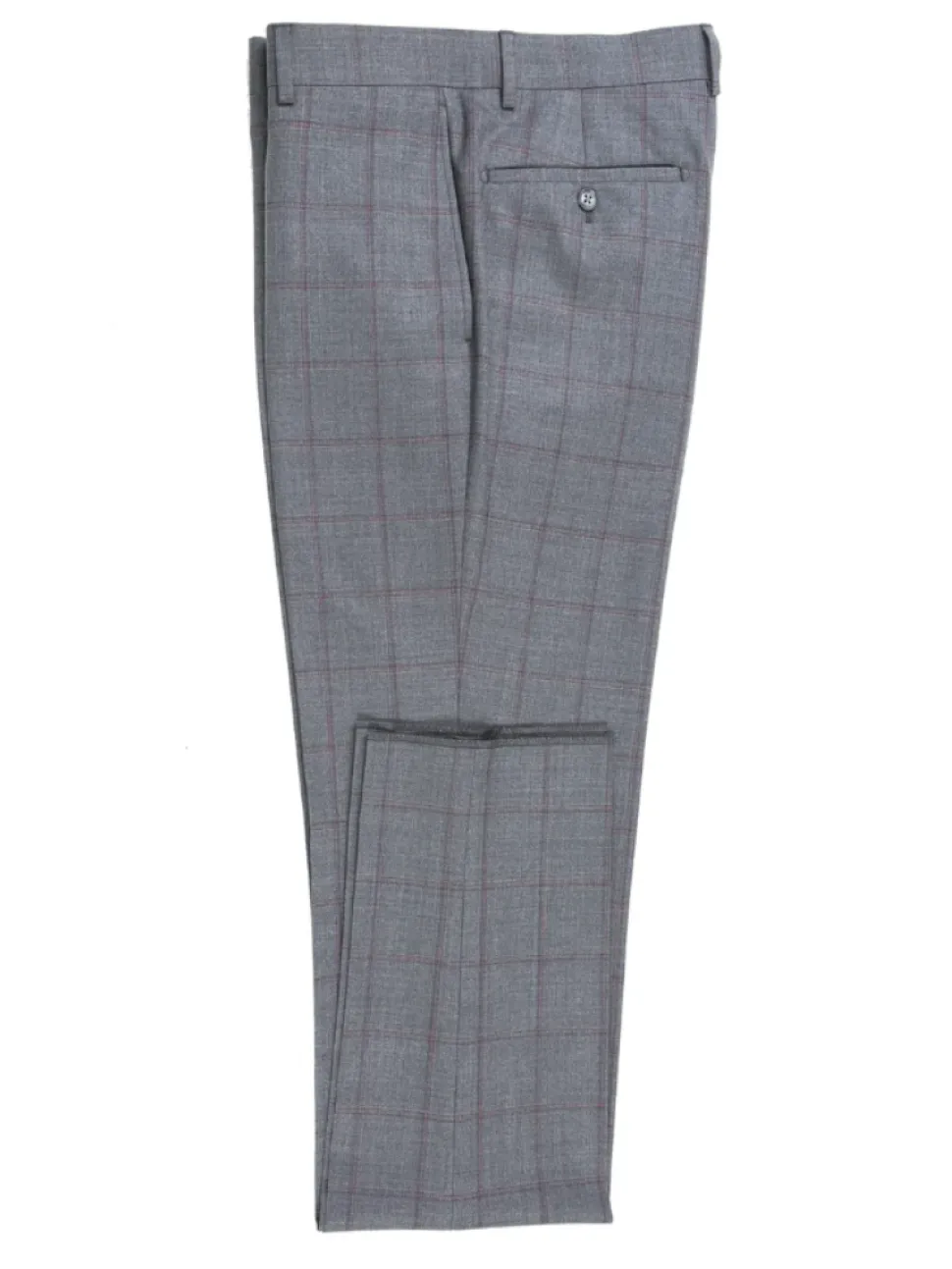 English Laundry Grey And Plum Plaid Slim Fit Notch Lapel Stretch Wool Blend Suit