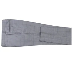 English Laundry Grey & Blue Windowpane Slim Fit Peak Lapel 2 Button Wool Suit