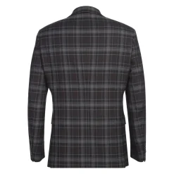 English Laundry Grey & Brown Windowpane Slim Fit Peak Lapel Two button Stretch Suit