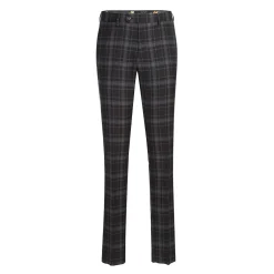 English Laundry Grey & Brown Windowpane Slim Fit Peak Lapel Two button Stretch Suit