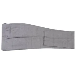English Laundry Grey Windowpane Plaid Slim Fit Notch Lapel 2 Button Wool Suit