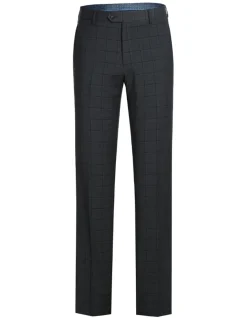 English Laundry Grid Check Charcoal Gray Slim Fit Notch Lapel Wool Stretch 2 Button Suit
