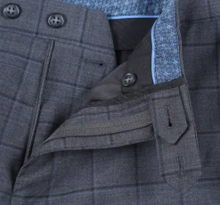 English Laundry Grid Check Charcoal Gray Slim Fit Notch Lapel Wool Stretch 2 Button Suit