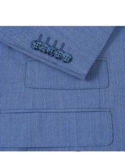 English Laundry Light Blue Pinstriped Slim Fit Peak Lapel Wool Suit