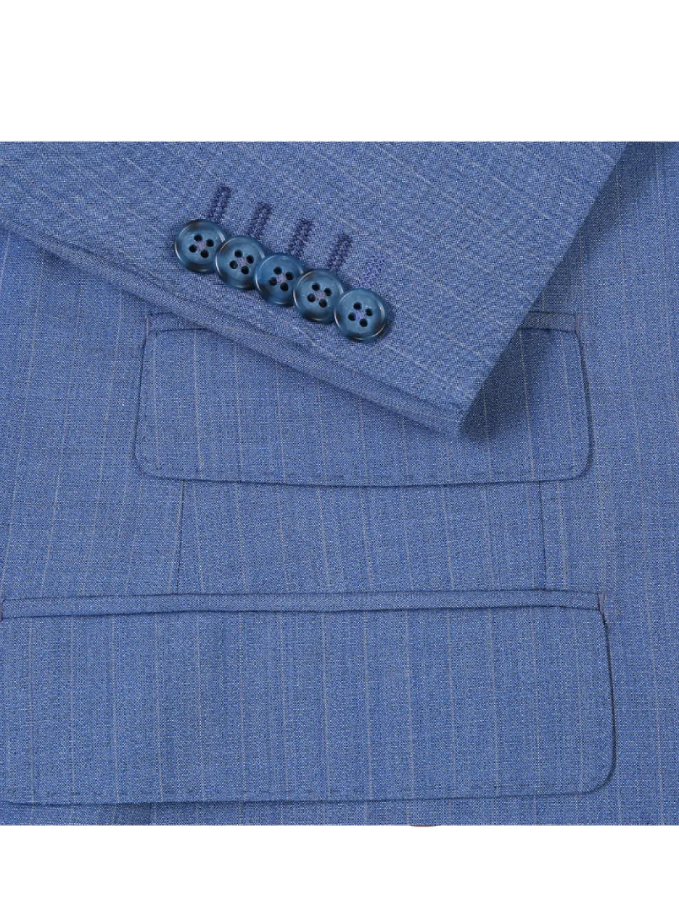 English Laundry Light Blue Pinstriped Slim Fit Peak Lapel Wool Suit