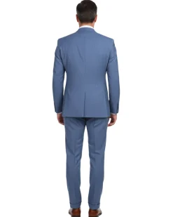 English Laundry Light Blue Pinstriped Slim Fit Peak Lapel Wool Suit