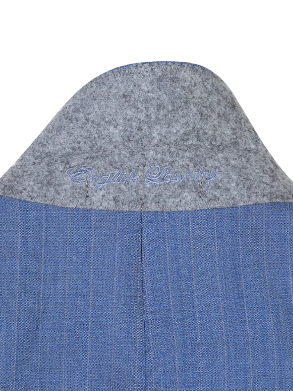 English Laundry Light Blue Pinstriped Slim Fit Peak Lapel Wool Suit