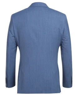English Laundry Light Blue Pinstriped Slim Fit Peak Lapel Wool Suit