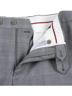 English Laundry Light Gray Plaid Slim Fit Notch Lapel Wool Blend Stretch 2 Button Suit