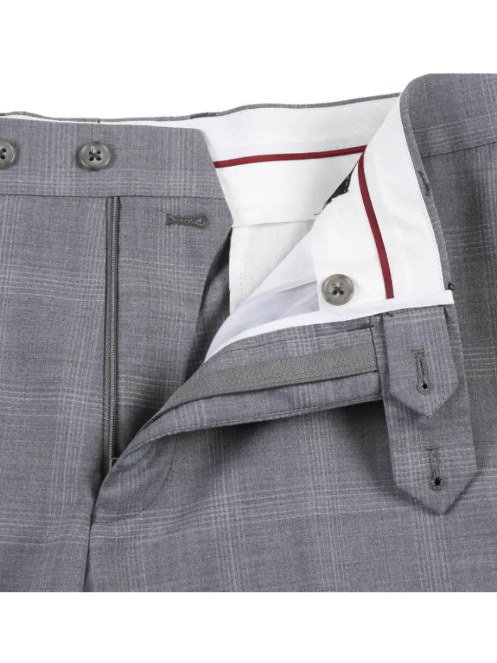 English Laundry Light Gray Plaid Slim Fit Notch Lapel Wool Blend Stretch 2 Button Suit