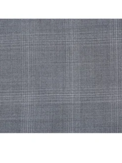 English Laundry Light Gray Plaid Slim Fit Notch Lapel Wool Blend Stretch 2 Button Suit