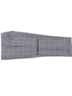 English Laundry Light Gray Plaid Slim Fit Notch Lapel Wool Blend Stretch 2 Button Suit