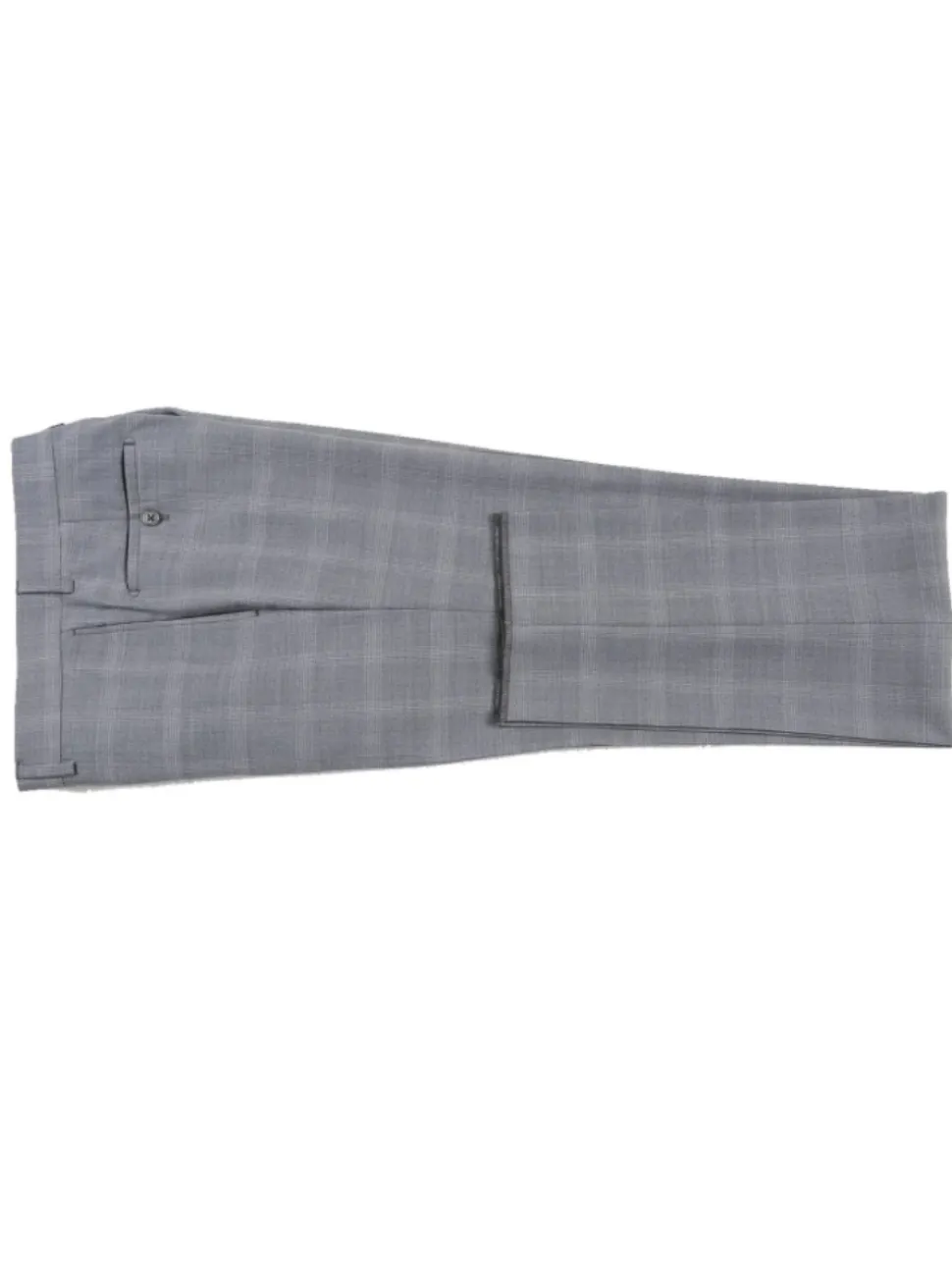 English Laundry Light Gray Plaid Slim Fit Notch Lapel Wool Blend Stretch 2 Button Suit