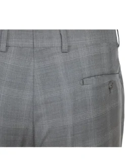 English Laundry Light Gray Plaid Slim Fit Notch Lapel Wool Blend Stretch 2 Button Suit