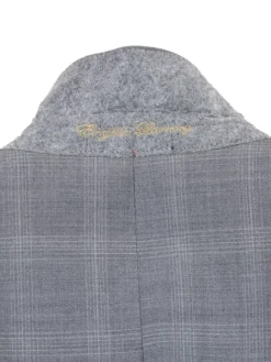 English Laundry Light Gray Plaid Slim Fit Notch Lapel Wool Blend Stretch 2 Button Suit