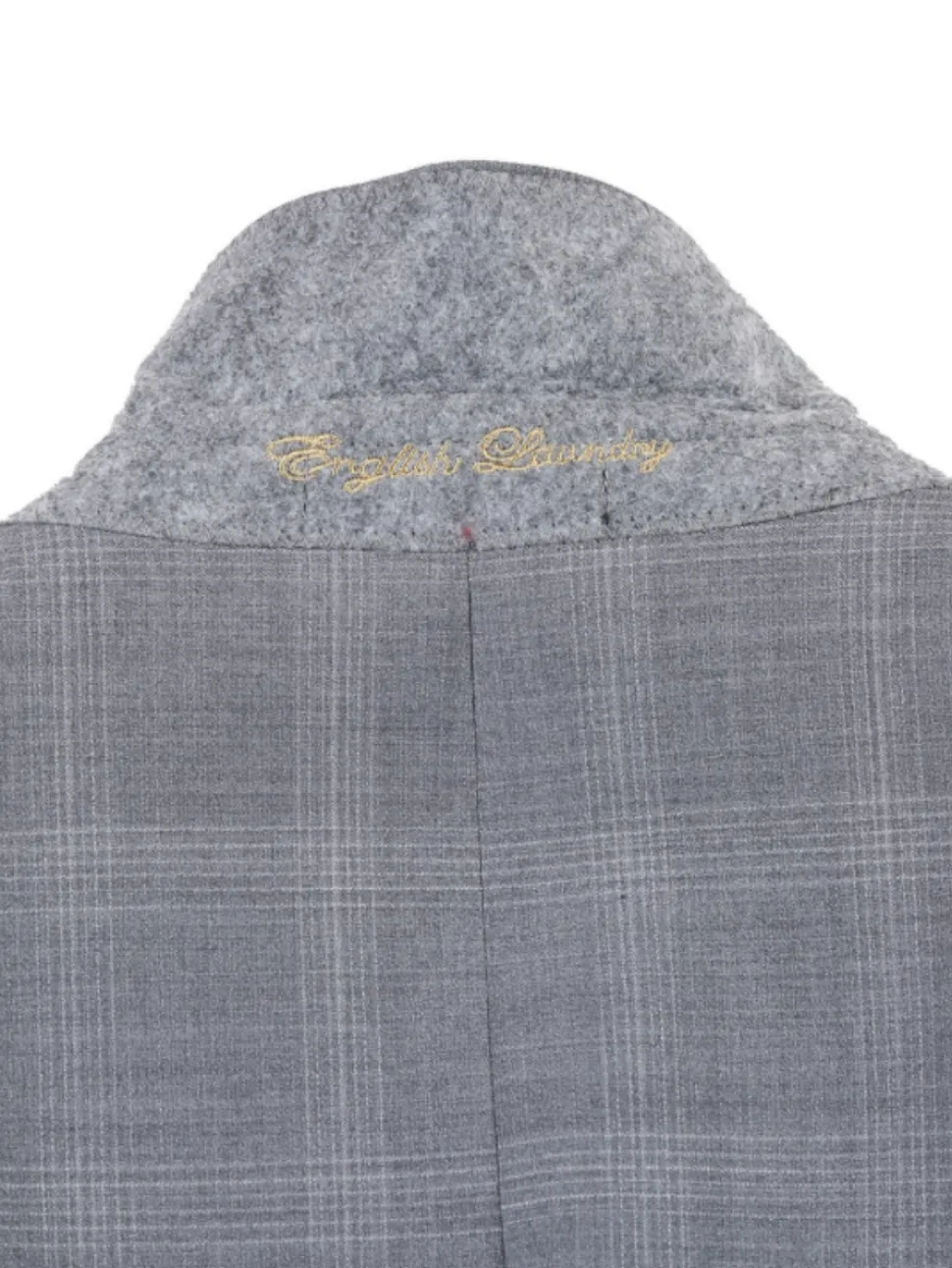 English Laundry Light Gray Plaid Slim Fit Notch Lapel Wool Blend Stretch 2 Button Suit