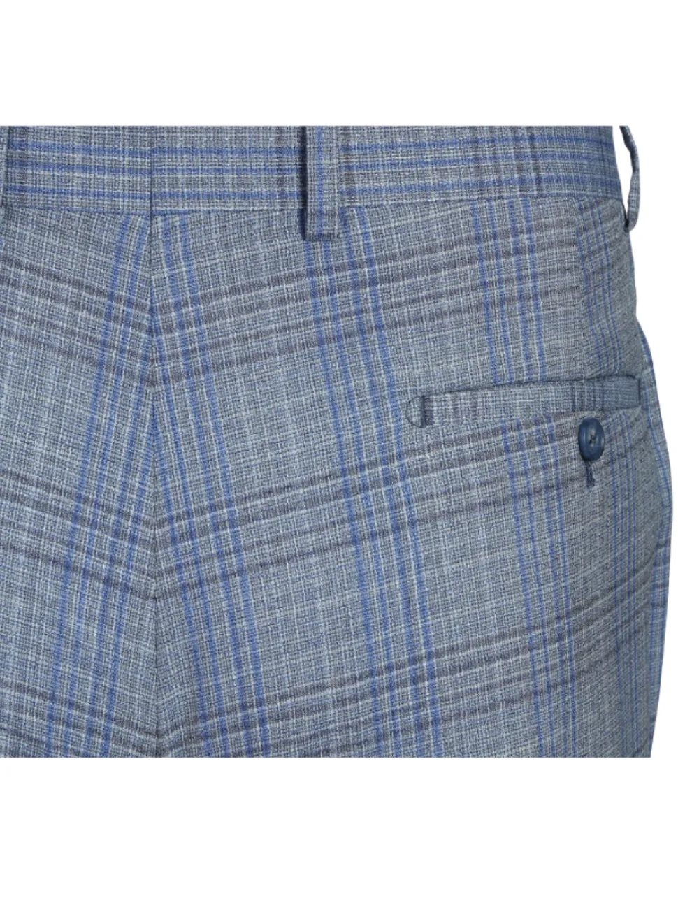 English Laundry Light Gray with Blue Check Slim Fit Notch Lapel Wool Blend 2 Button Suit