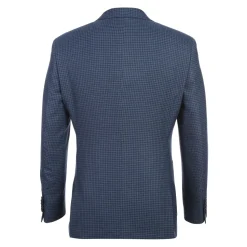English Laundry Mens Blue & Black Micro Check Slim Fit Peak Lapel 2 Button Stretch Suit