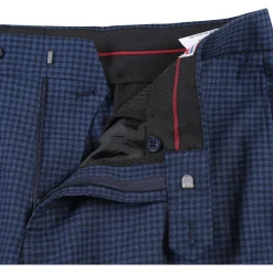 English Laundry Mens Blue & Black Micro Check Slim Fit Peak Lapel 2 Button Stretch Suit