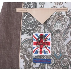 English Laundry Mens Brown Stripe Slim Fit Notch Lapel 2 Button Stretch Suit With Patch Pockets