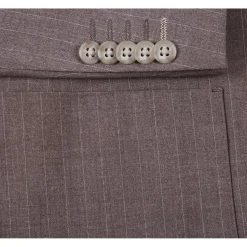 English Laundry Mens Brown Stripe Slim Fit Notch Lapel 2 Button Stretch Suit With Patch Pockets