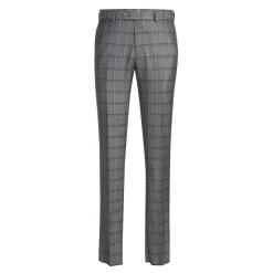 English Laundry Mens Gray & Brown Windowpane Slim Fit Peak Lapel Double-Breasted Stretch Suit