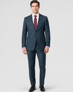 English Laundry Mens Green Plaid Slim Fit Notch Lapel 2 Button Stretch Suit