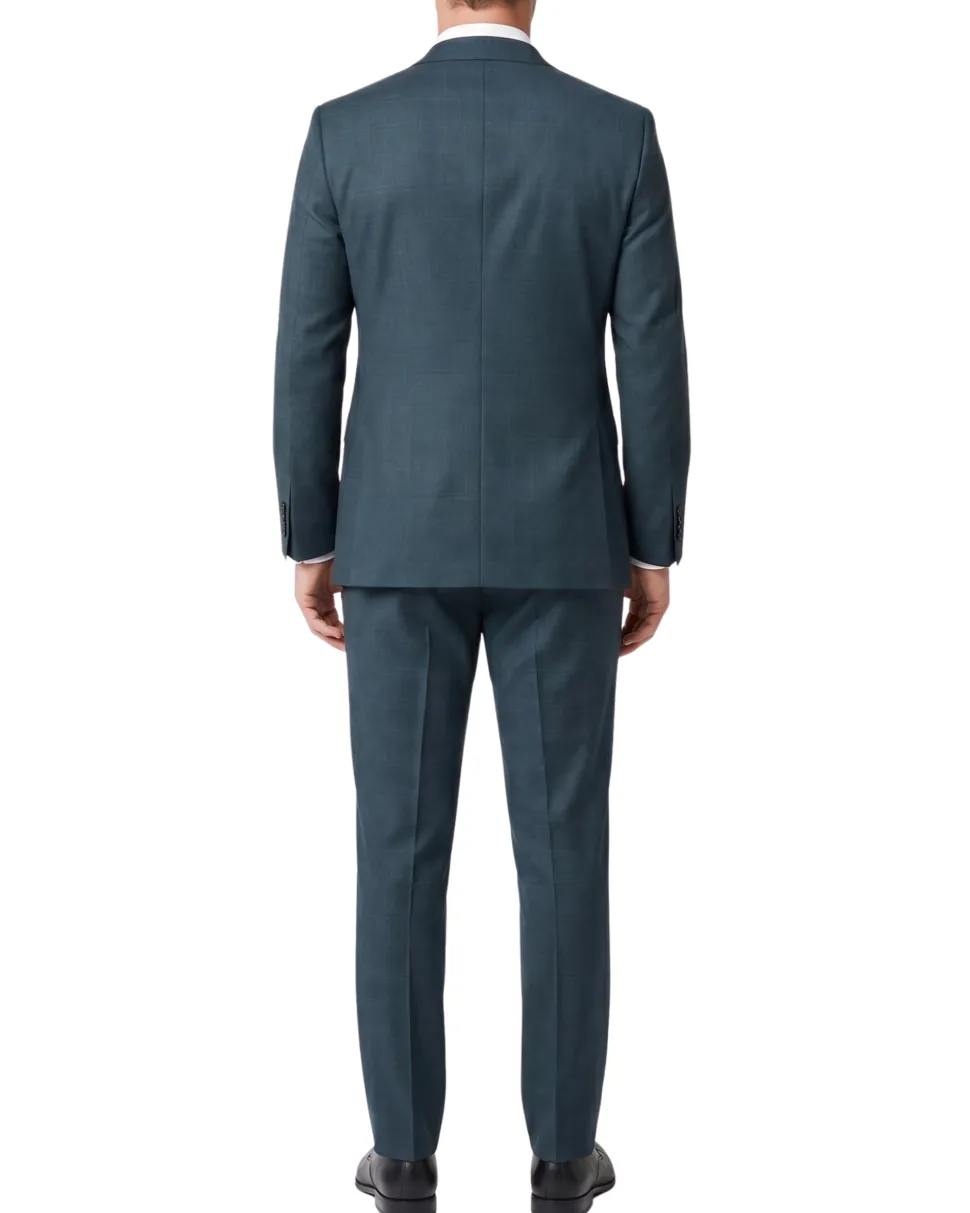 English Laundry Mens Green Plaid Slim Fit Notch Lapel 2 Button Stretch Suit