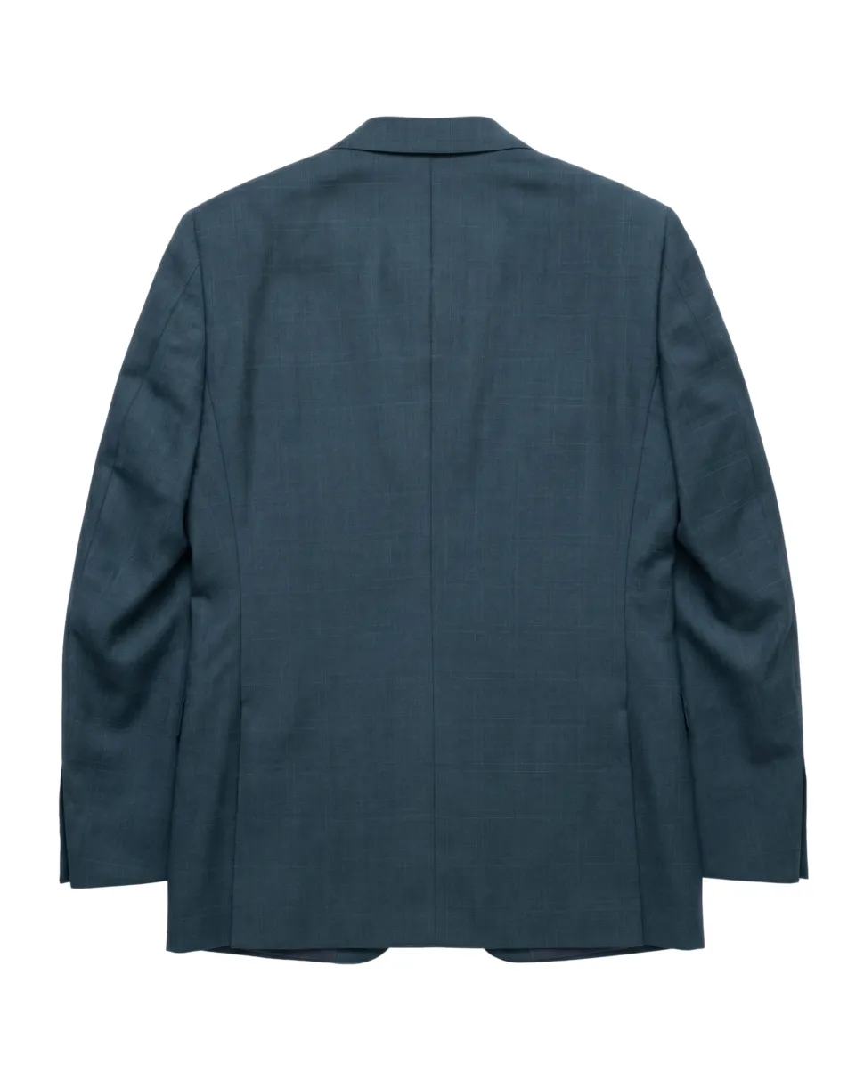 English Laundry Mens Green Plaid Slim Fit Notch Lapel 2 Button Stretch Suit
