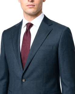 English Laundry Mens Green Plaid Slim Fit Notch Lapel 2 Button Stretch Suit