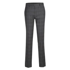 English Laundry Mens Navy & Brown Windowpane Slim Fit Peak Lapel 2 Button Stretch Suit