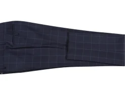 English Laundry Mens Navy Windowpane Slim Fit Notch Lapel 2 Button Wool Suit
