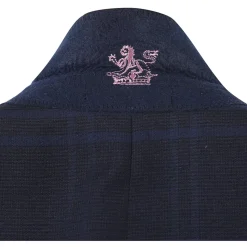English Laundry Mens Navy Windowpane Slim Fit Notch Lapel 2 Button Stretch Suit