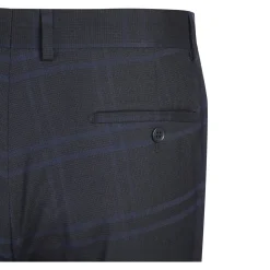 English Laundry Mens Navy Windowpane Slim Fit Notch Lapel 2 Button Stretch Suit