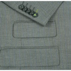 English Laundry Mens Olive Green Stripe Slim Fit Peak Lapel 2 Button Stretch Suit
