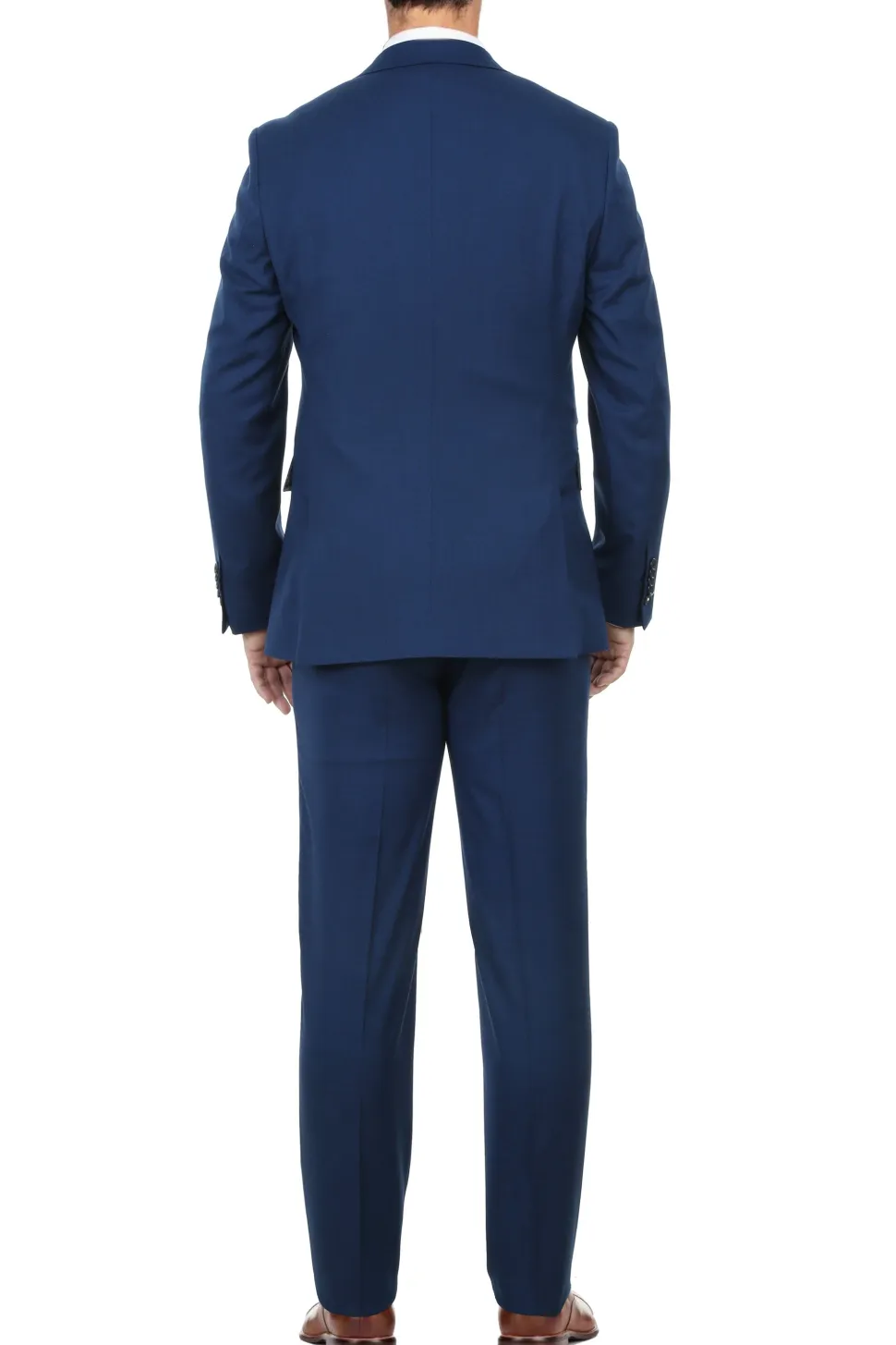 English Laundry Mens Solid Blue Slim Fit Peak Lapel Stretch 2 Button Suit