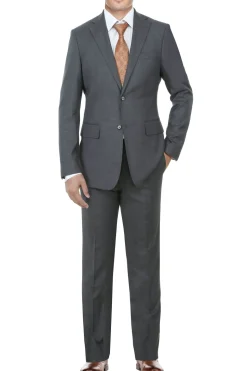 English Laundry Mens Textured Gray Slim Fit Notch Lapel Stretch 2 Button Suit