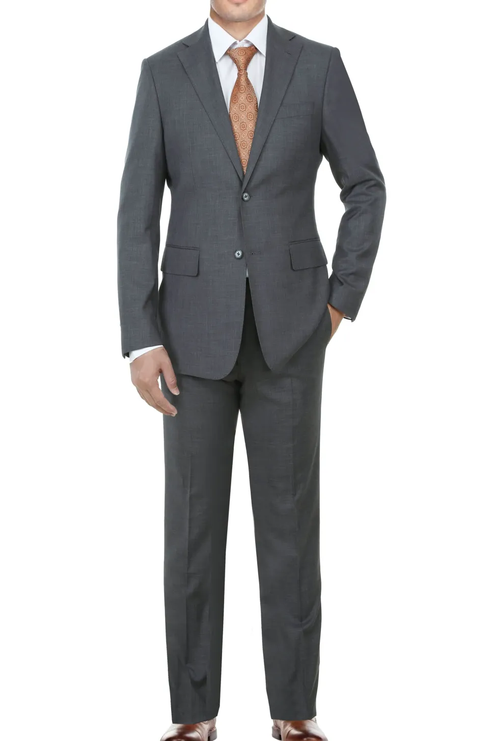 English Laundry Mens Textured Gray Slim Fit Notch Lapel Stretch 2 Button Suit