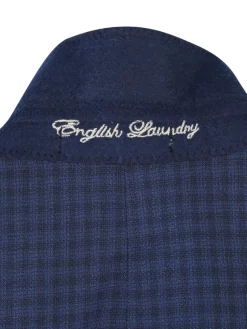 English Laundry Navy And Black Check Slim Fit Peak Lapel Wool Suit