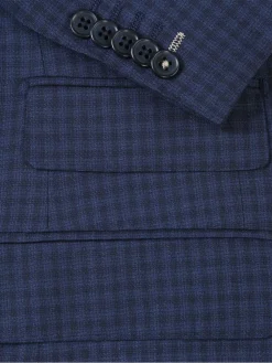 English Laundry Navy And Black Check Slim Fit Peak Lapel Wool Suit