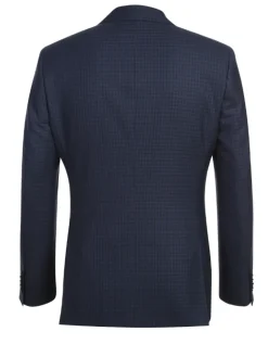 English Laundry Navy And Black Check Slim Fit Peak Lapel Wool Suit