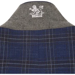 English Laundry Navy & Brown Windowpane Slim Fit Peak Lapel 2 Button Stretch Suit