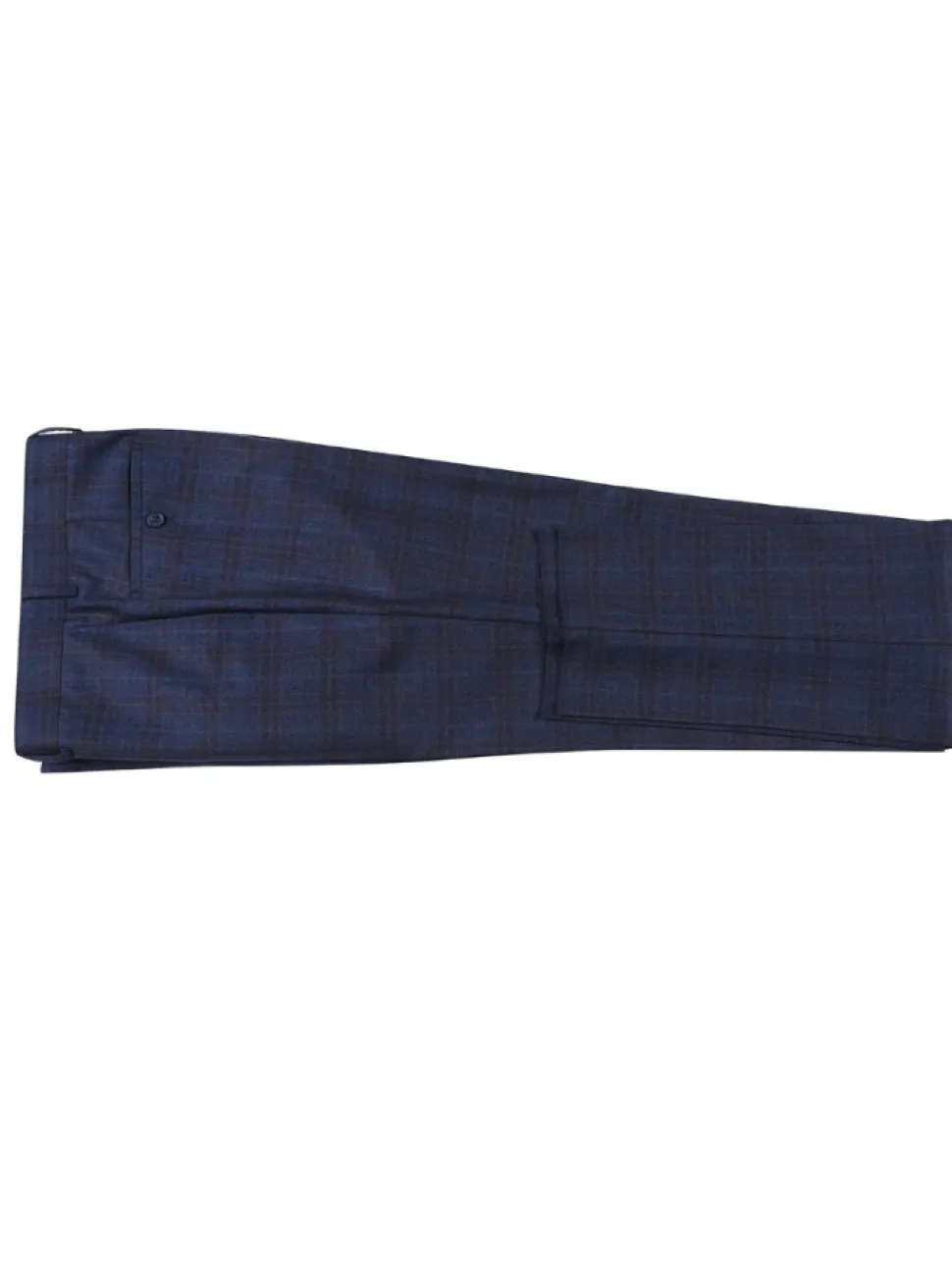 English Laundry Navy Plaid With Rust Windowpane Slim Fit Notch Lapel Wool Suit