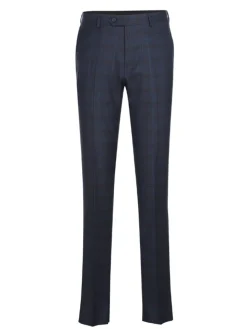 English Laundry Navy Plaid With Rust Windowpane Slim Fit Notch Lapel Wool Suit
