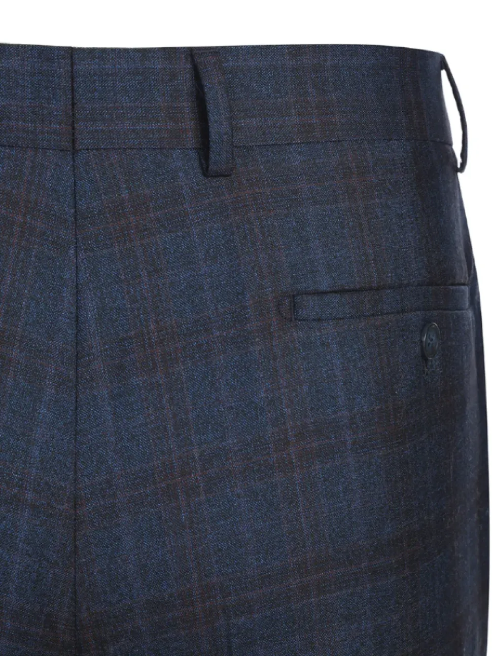 English Laundry Navy Plaid With Rust Windowpane Slim Fit Notch Lapel Wool Suit