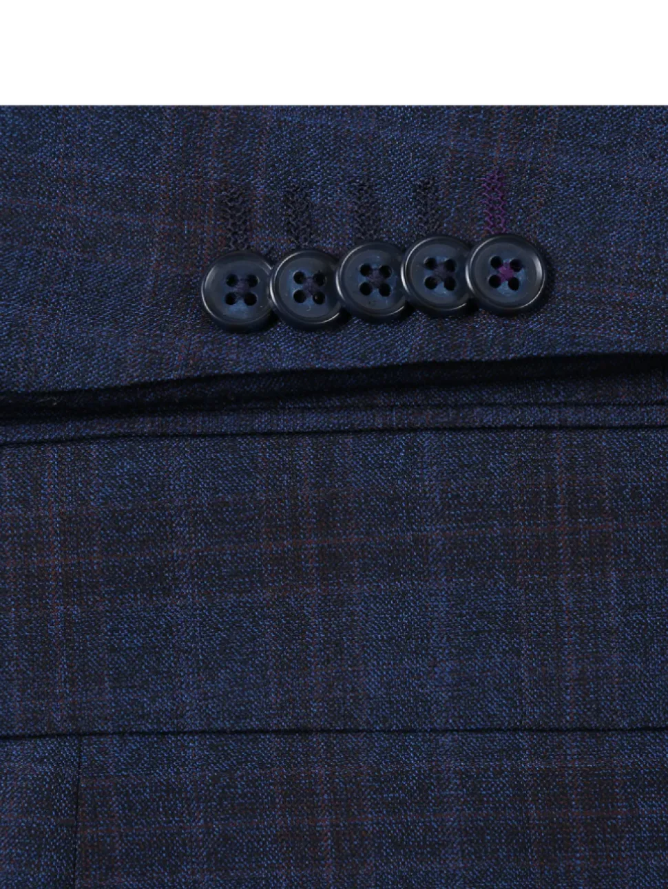 English Laundry Navy Plaid With Rust Windowpane Slim Fit Notch Lapel Wool Suit