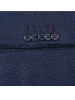 English Laundry Navy Weave Slim Fit Peak Lapel Wool Suit With Patch Pockets